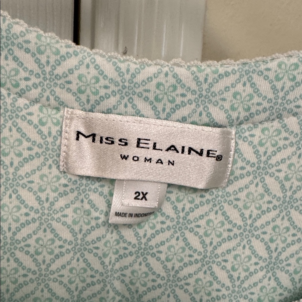 Miss Elaine Aqua Patterned Nightgown - Picture 2 of 3